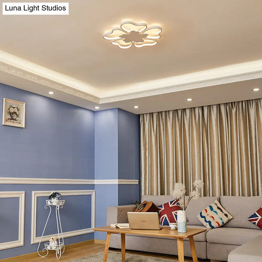 Blossom Shape Ceiling Mount Light - Kid - Friendly Led Lamp For Foyer White Acrylic Design
