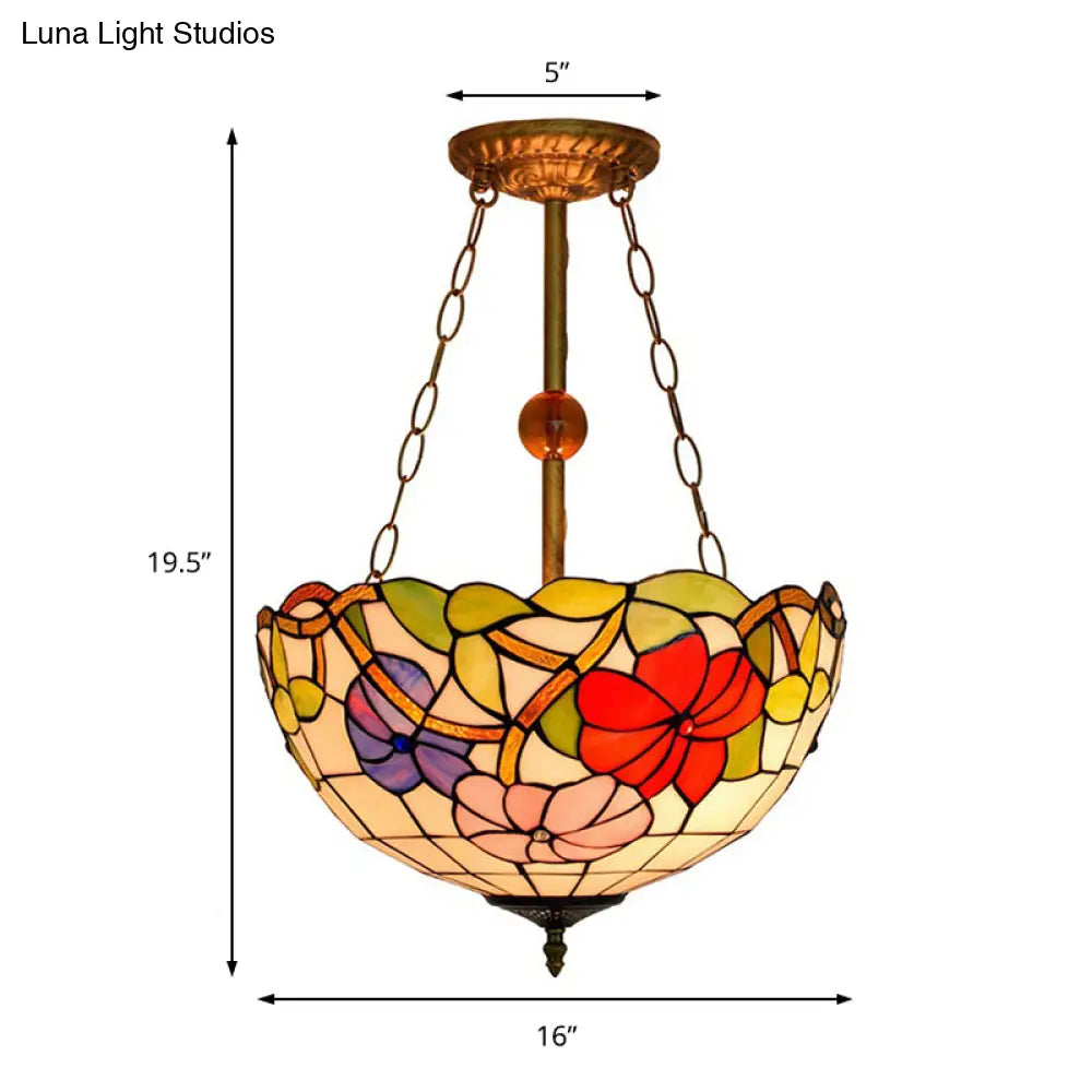 Blossom Tiffany Stained Glass Ceiling Lamp - Restaurant Semi Flush Mount