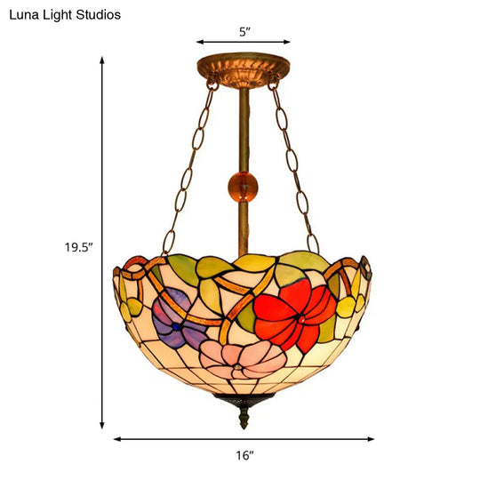 Blossom Tiffany Stained Glass Ceiling Lamp - Restaurant Semi Flush Mount