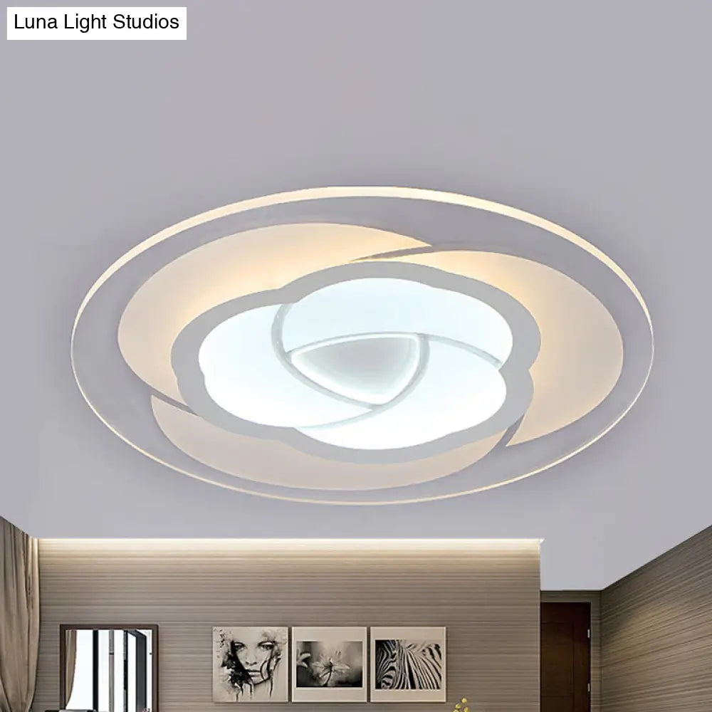 Blossom Ultra Thin Acrylic Flushmount Modernism White Led Ceiling Light 16.5’/20.5’ Warm/White