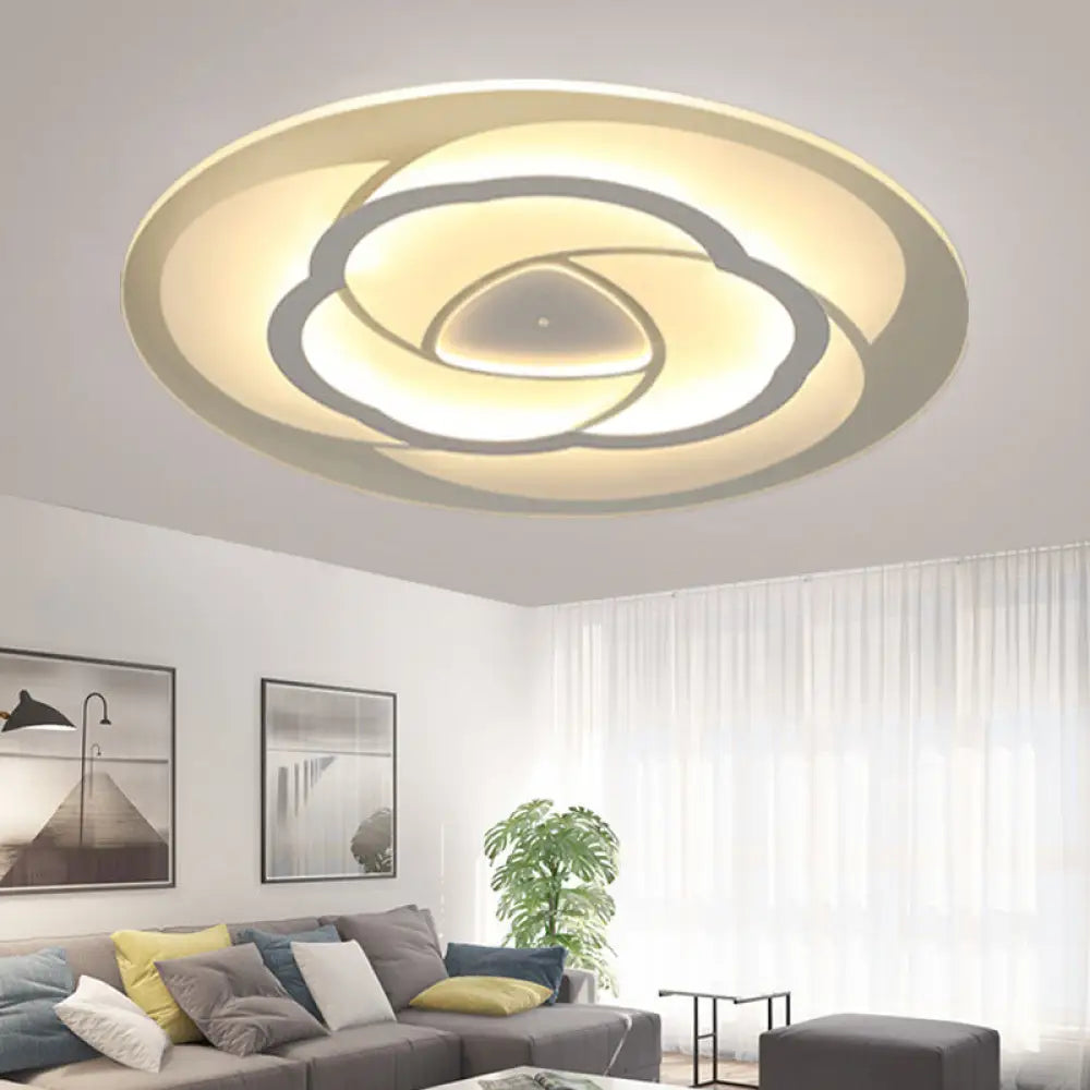 Blossom Ultra Thin Acrylic Flushmount Modernism White Led Ceiling Light 16.5’/20.5’ Warm/White