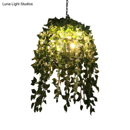 Farmhouse Led Chandelier Lamp In Black/Pink/Green For Dining Room: Blossoming Metallic Suspension