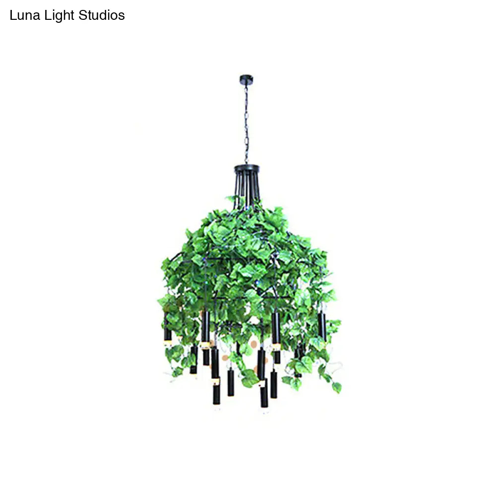 Blossoming Farmhouse Led Chandelier In Black/Pink/Green For Dining Room Lighting