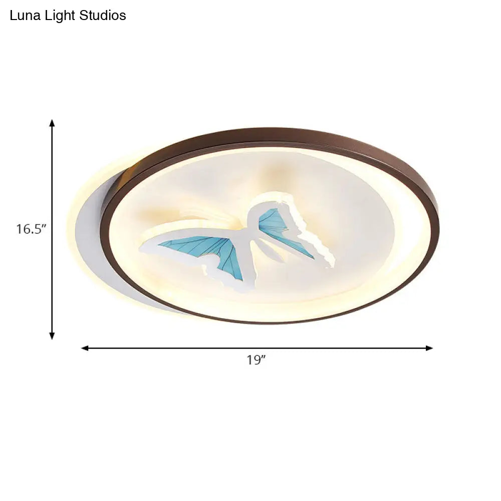 Blue Acrylic Butterfly Ceiling Lamp - Modern Contemporary Flush Mount Light