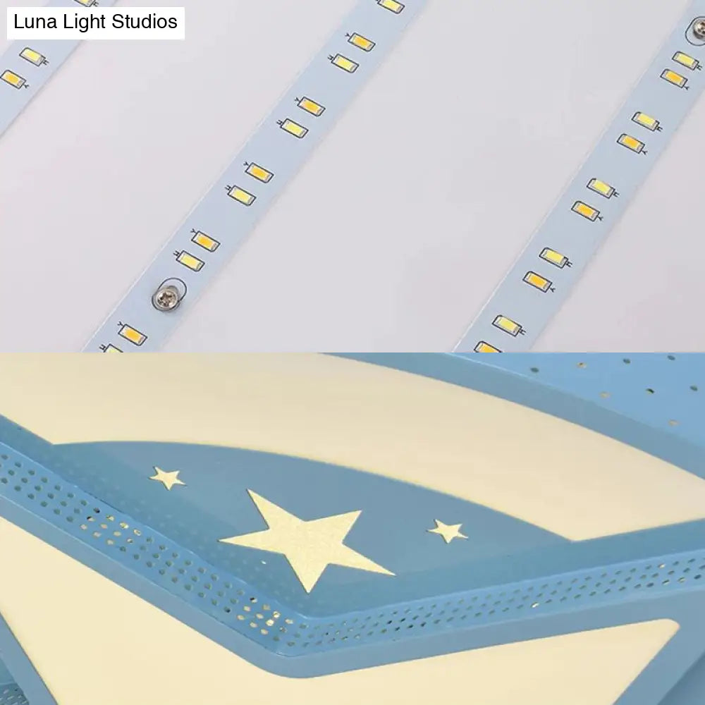 Blue Acrylic Led Flush Ceiling Light - Macaroon Style Ideal For Nursing Room
