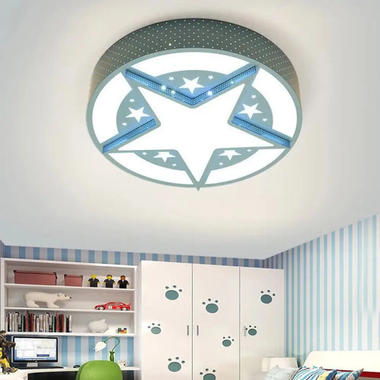 Blue Acrylic Led Flush Ceiling Light - Macaroon Style Ideal For Nursing Room / Warm