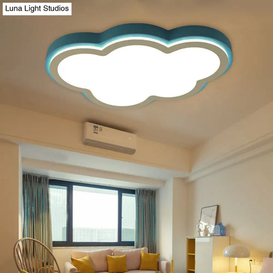 Blue Acrylic Shade Led Flush Ceiling Light For Child Bedroom - Modernist & Warm/White Lighting