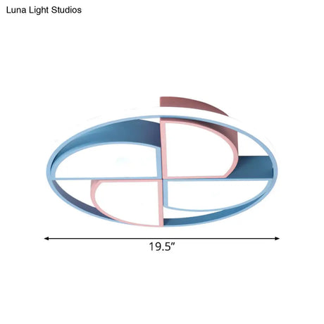 Blue And Pink Pinwheel Flush Light - Kids’ Led Ceiling Mount Forchild Room