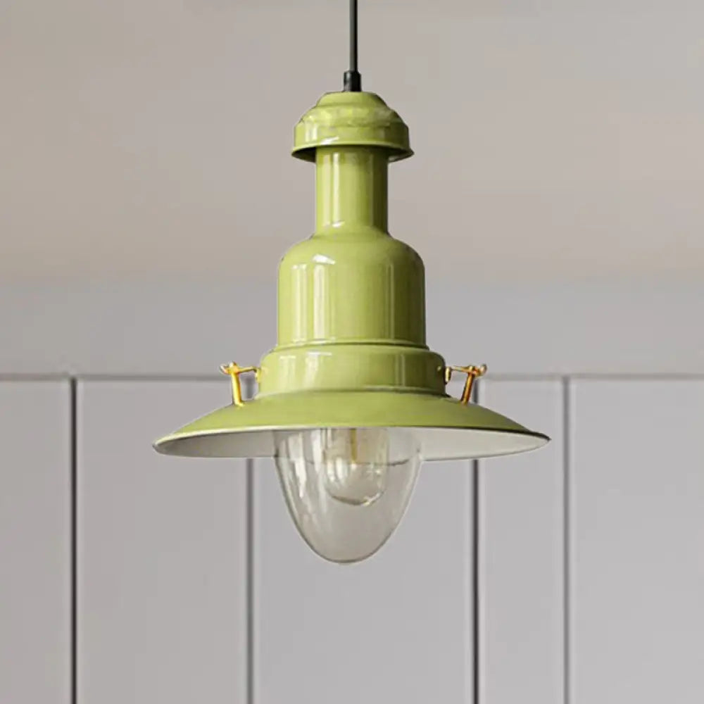 Blue And Yellow Metallic Pendant Ceiling Light For An Industrial Stylish Living Room