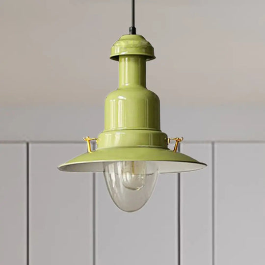 Blue And Yellow Metallic Pendant Ceiling Light For An Industrial Stylish Living Room