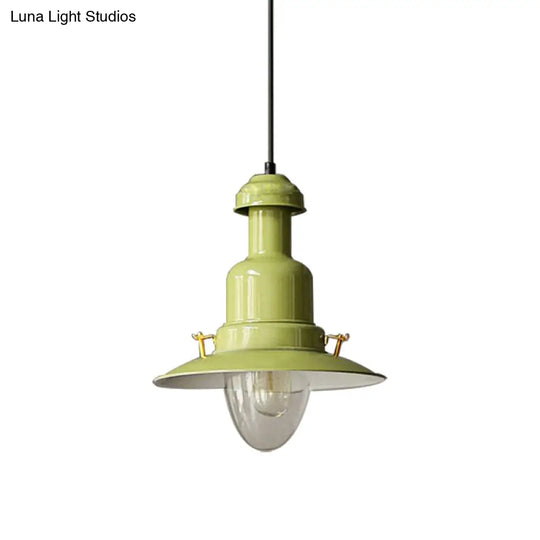 Blue And Yellow Metallic Pendant Ceiling Light For An Industrial Stylish Living Room