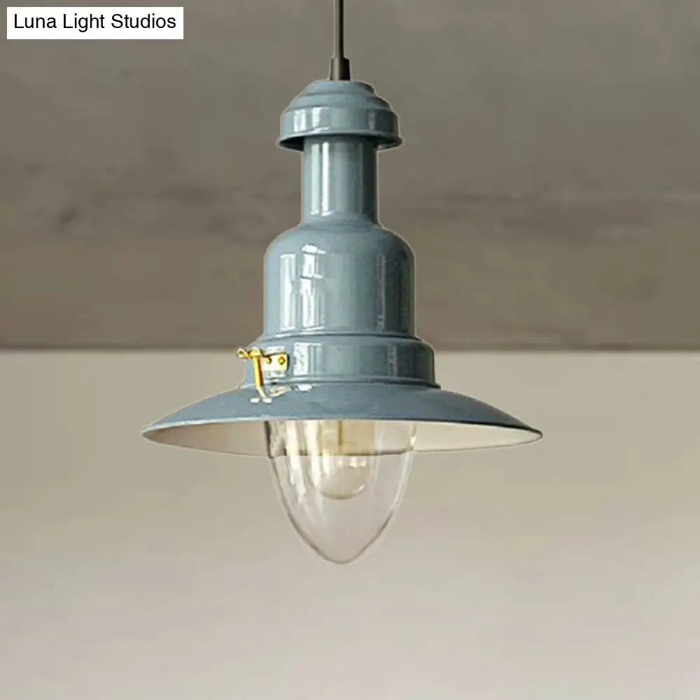 Industrial Stylish Saucer Ceiling Pendant Light In Blue/Sky Blue/Yellow For Living Room Blue