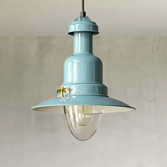 Blue And Yellow Metallic Pendant Ceiling Light For An Industrial Stylish Living Room Sky