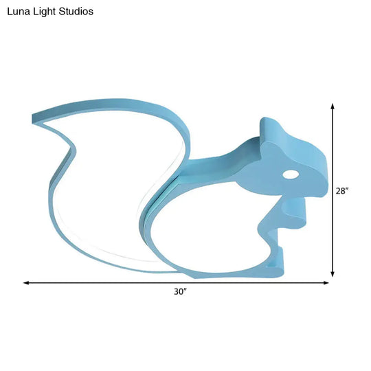 Blue Animal Baby Squirrel Led Ceiling Lamp For Childs Bedroom