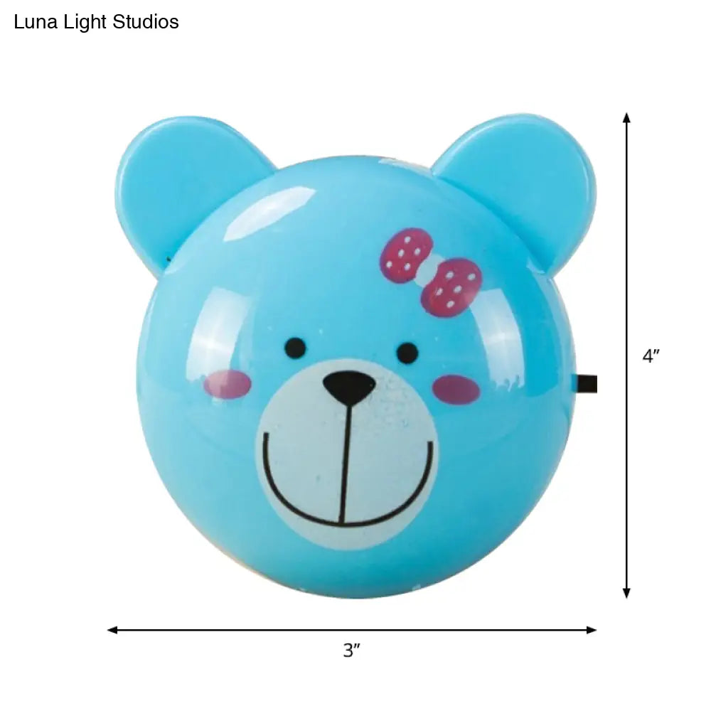 Blue Bear Cartoon Led Night Light With Plastic Shade For Small Plug-In Walls