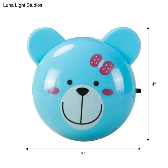 Blue Bear Cartoon Led Night Light With Plastic Shade For Small Plug-In Walls