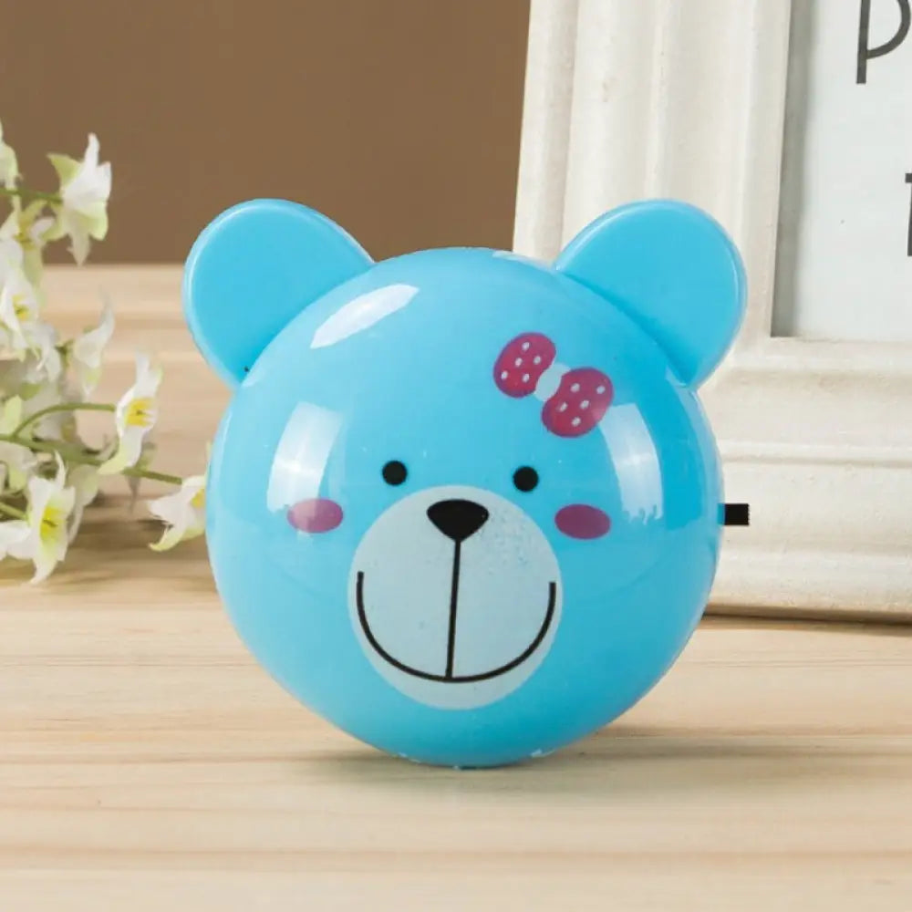 Blue Bear Cartoon Led Night Light With Plastic Shade For Small Plug-In Walls