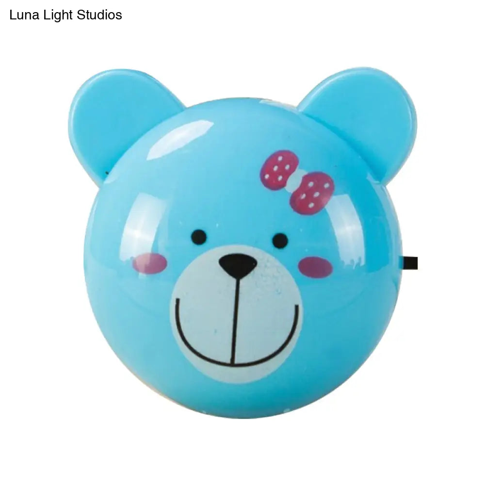 Blue Bear Cartoon Led Night Light With Plastic Shade For Small Plug-In Walls