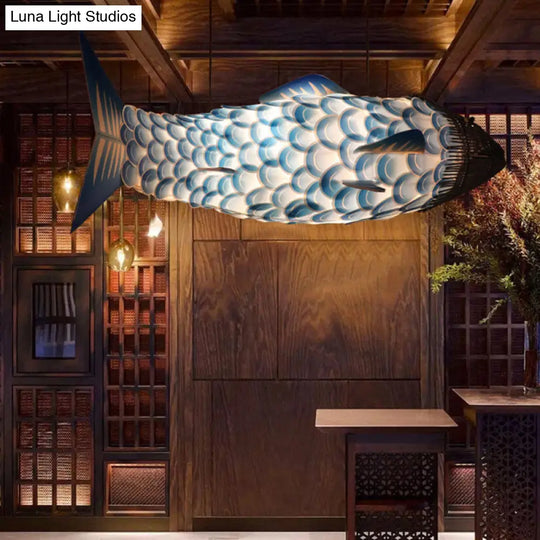 Blue Carp Art Deco Pendant Light Kit With Metal Shade - Hanging Ceiling