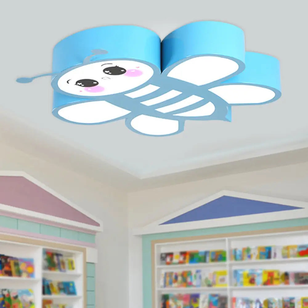 Blue Cartoon Bee Led Ceiling Light Fixture For Children’s Room