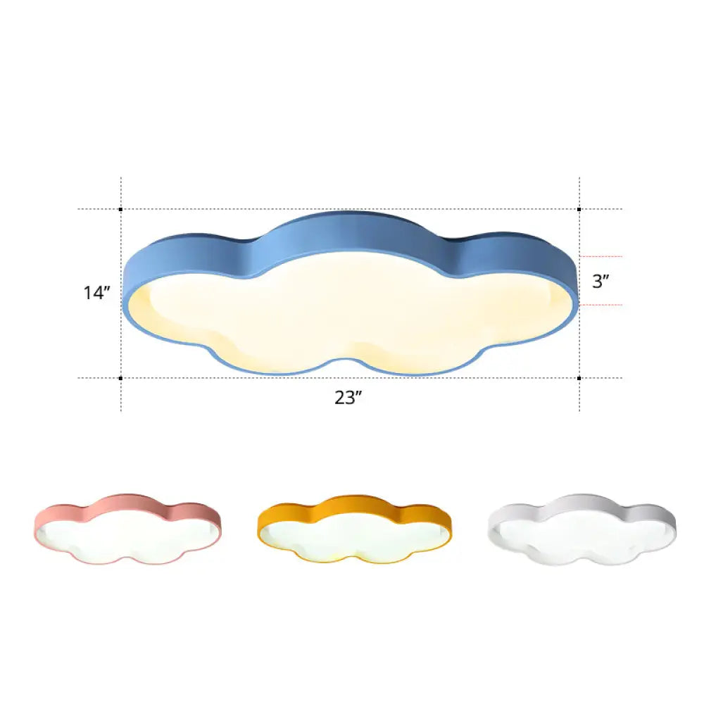 Blue Cartoon Led Acrylic Cloud Ceiling Flush Mount Light - Ideal For Living Room Lighting / 23’ Warm