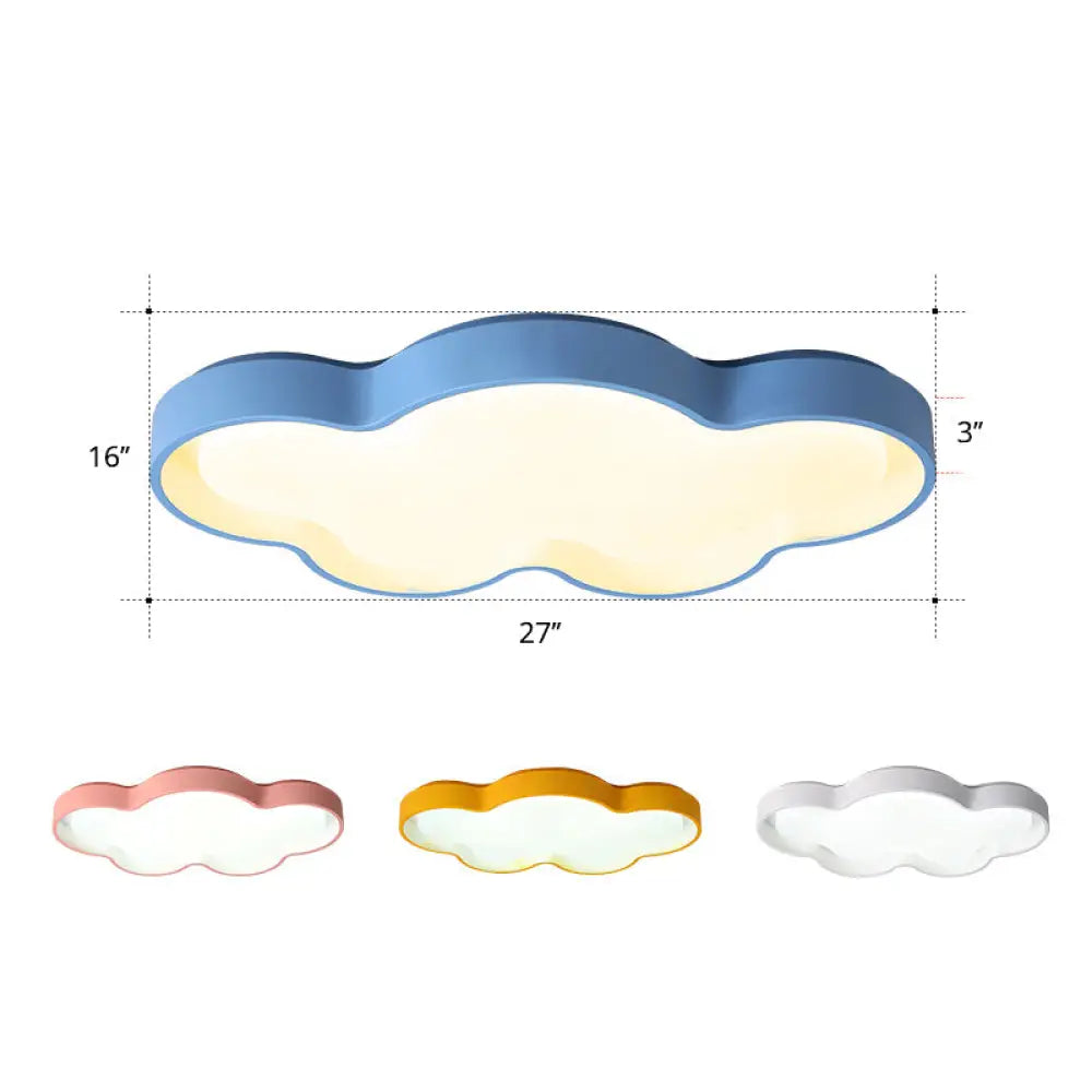 Blue Cartoon Led Acrylic Cloud Ceiling Flush Mount Light - Ideal For Living Room Lighting / 27’ Warm