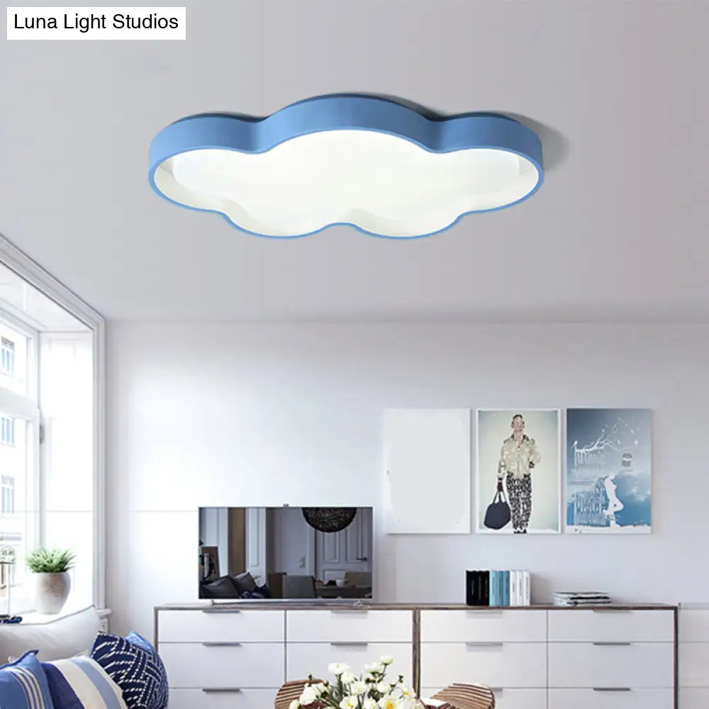 Blue Cartoon Led Acrylic Cloud Ceiling Flush Mount Light - Ideal For Living Room Lighting