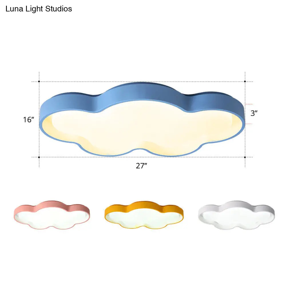 Blue Cartoon Led Acrylic Cloud Ceiling Flush Mount Light - Ideal For Living Room Lighting / 27 Warm