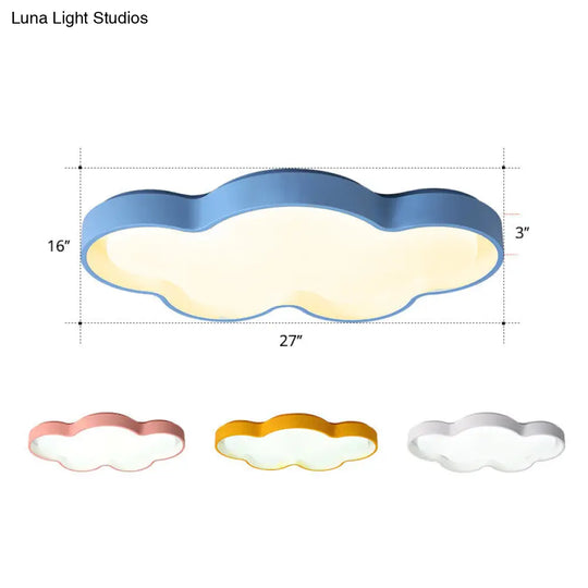 Blue Cartoon Led Acrylic Cloud Ceiling Flush Mount Light - Ideal For Living Room Lighting / 27 Warm