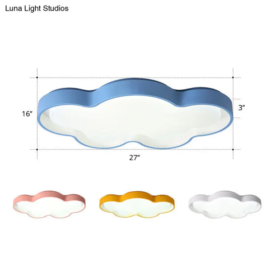 Blue Cartoon Led Acrylic Cloud Ceiling Flush Mount Light - Ideal For Living Room Lighting / 27 White