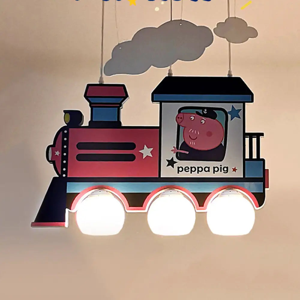 Blue Cartoon Train Metal Pendant Light For Kids Bedroom 3 /