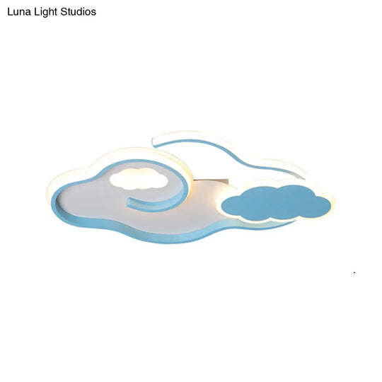 Blue Cloud Led Ceiling Light For Kids Room With Nordic Design And Acrylic Shade