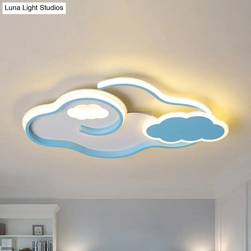 Blue Cloud Led Ceiling Light For Kids Room With Nordic Design And Acrylic Shade