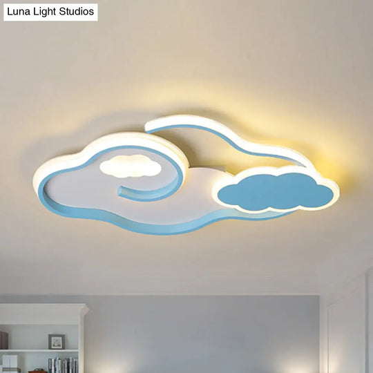 Blue Cloud Led Ceiling Light For Kids Room With Nordic Design And Acrylic Shade