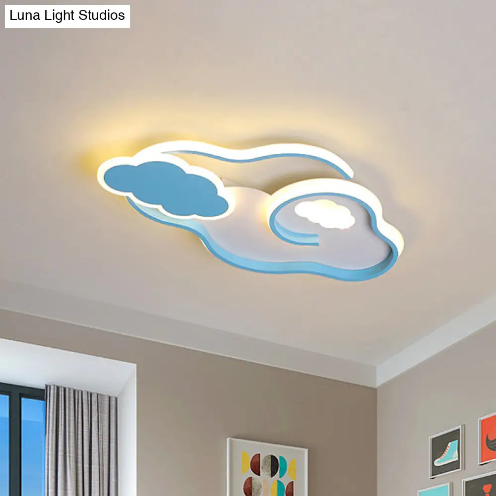 Blue Cloud Led Ceiling Light For Kids’ Room With Nordic Design And Acrylic Shade