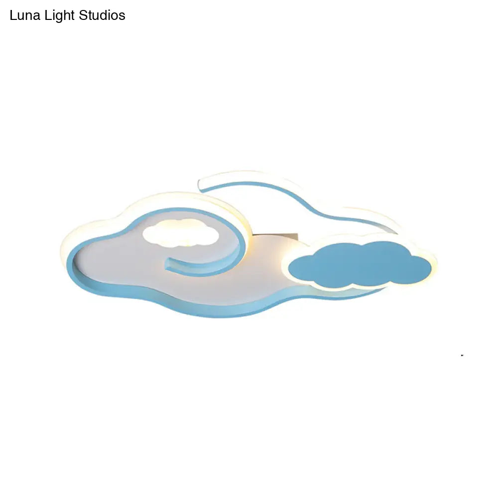Blue Cloud Led Ceiling Light For Kids’ Room With Nordic Design And Acrylic Shade