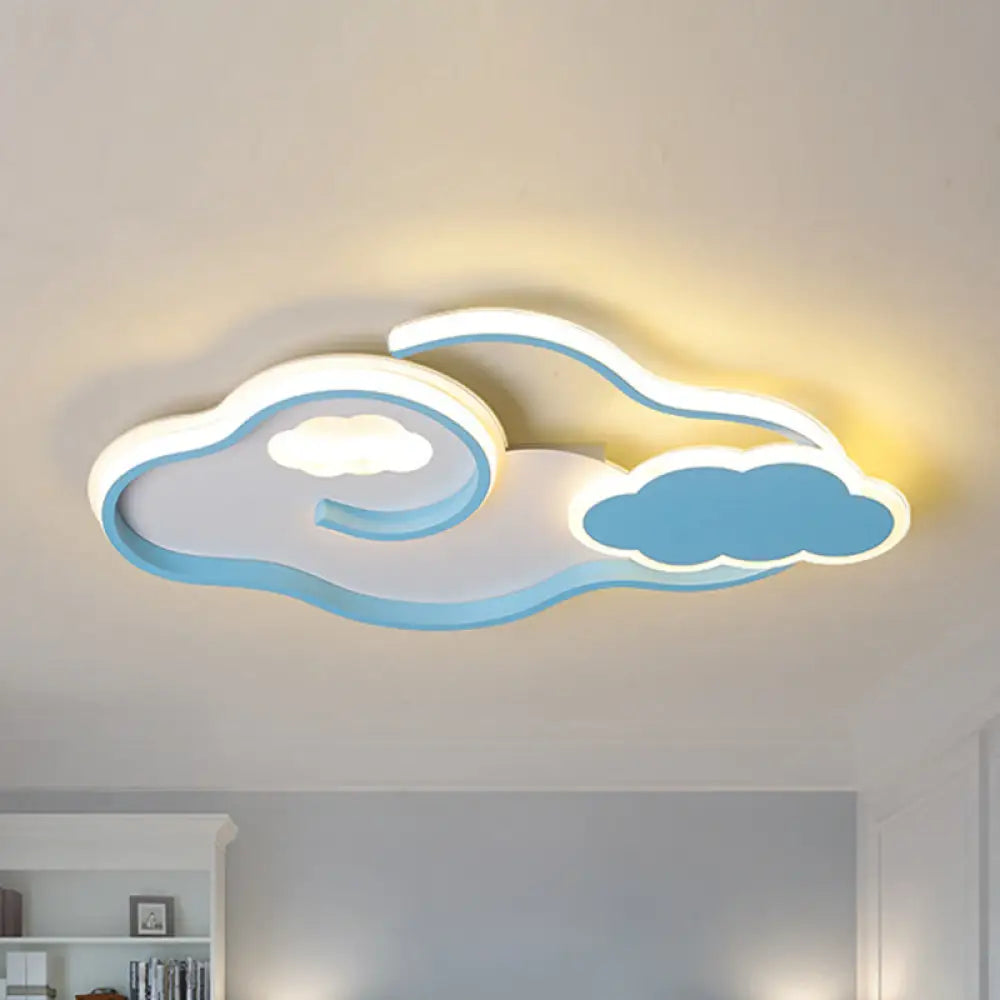 Blue Cloud Led Ceiling Light For Kids’ Room With Nordic Design And Acrylic Shade