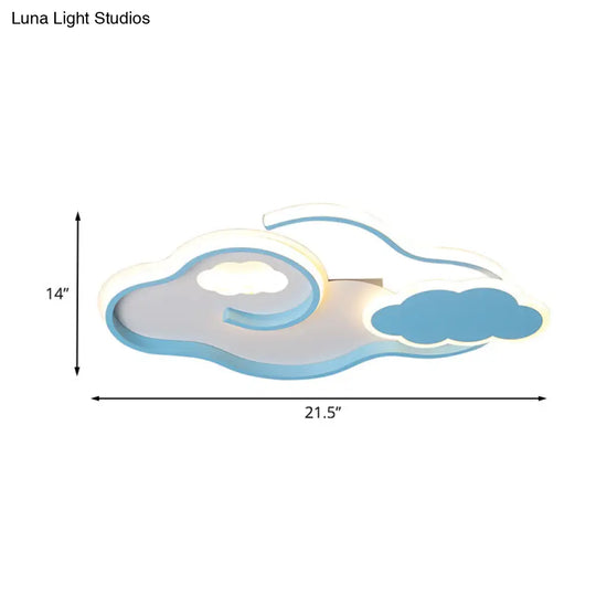 Blue Cloud Led Ceiling Light For Kids’ Room With Nordic Design And Acrylic Shade