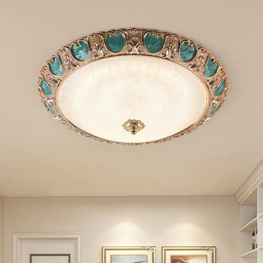 Blue Dome Ceiling Light With Led And Country Cream Glass In Warm/White Available 3 Sizes / 14’ Warm