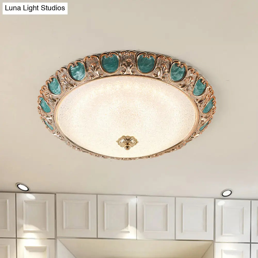 Blue Dome Ceiling Light With Led And Country Cream Glass In Warm/White Available 3 Sizes
