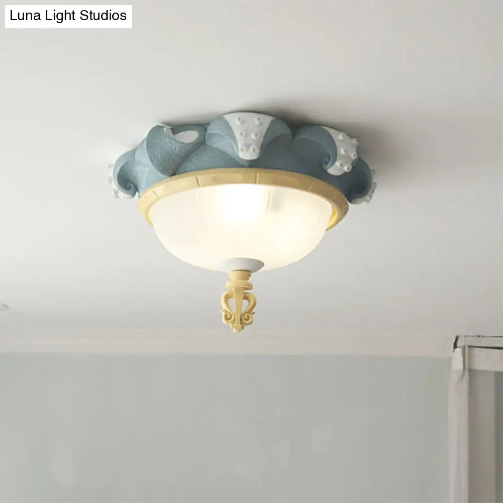 Blue Dome Kids Ceiling Light: 3 - Light Resin Shade Fixture Flush Mount