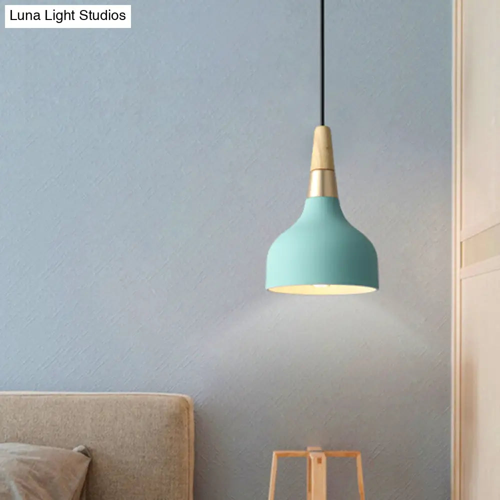 Modern Metal Blue Suspension Light For Dining Room - Domed Shaped Drop Pendant 1