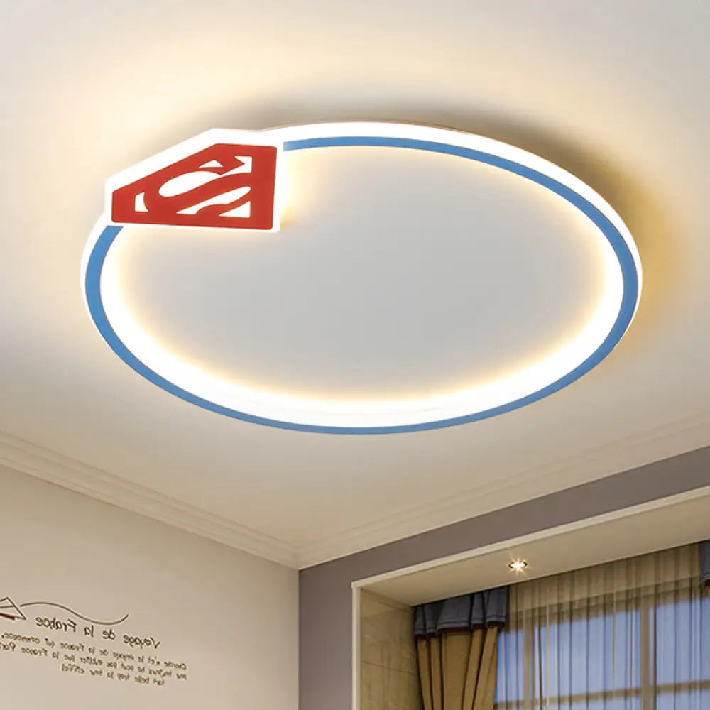 Blue Flush Mount Ceiling Lamp: Modern Acrylic Led Lighting With Diamond/Crown Design For Bedroom /