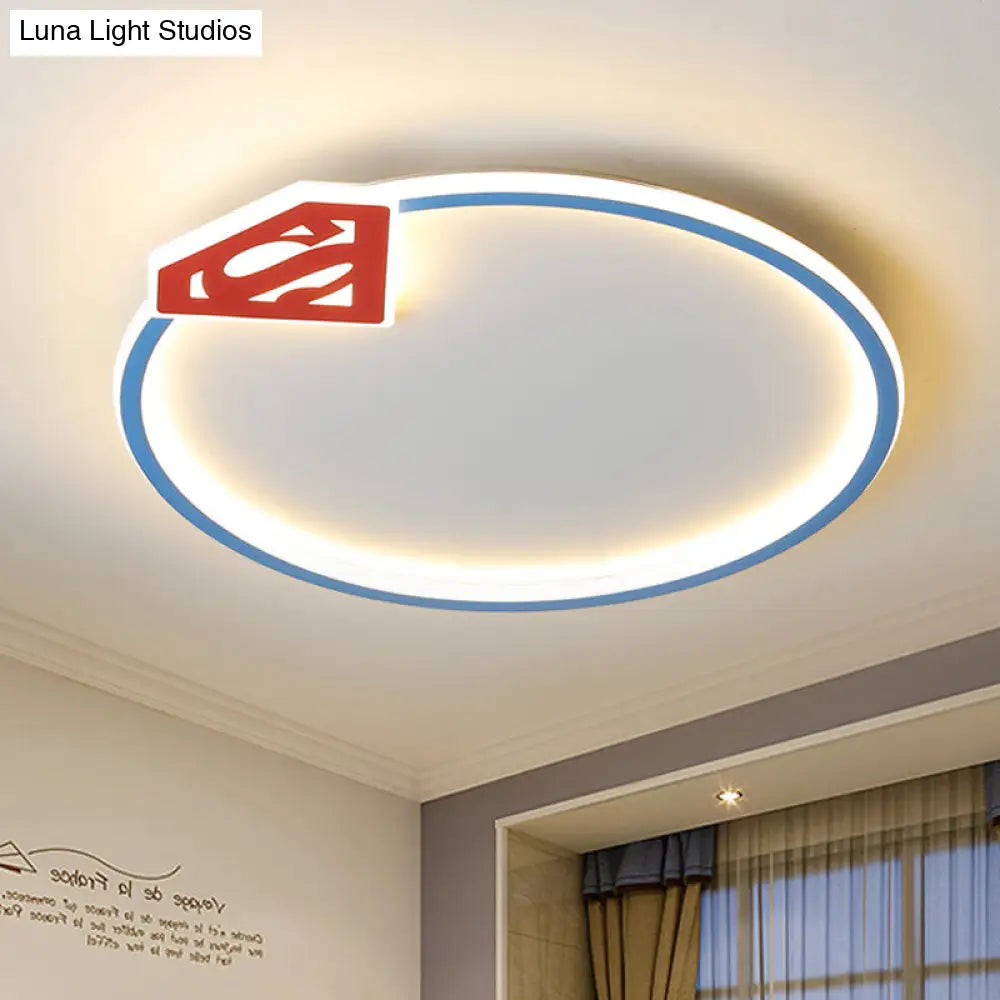 Blue Flush Mount Ceiling Lamp: Modern Acrylic Led Lighting With Diamond/Crown Design For Bedroom /