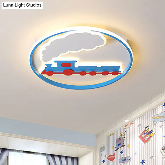 Blue Kids Flush Mount Ceiling Light | Led Acrylic Lighting For Boys Bedroom 16/19.5 Width