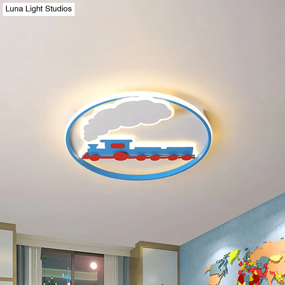 Blue Kids Flush Mount Ceiling Light | Led Acrylic Lighting For Boys Bedroom 16/19.5 Width