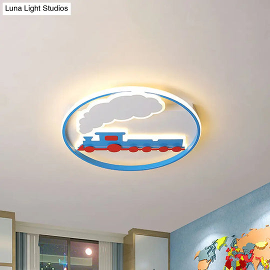 Blue Kids Flush Mount Ceiling Light | Led Acrylic Lighting For Boys Bedroom 16/19.5 Width
