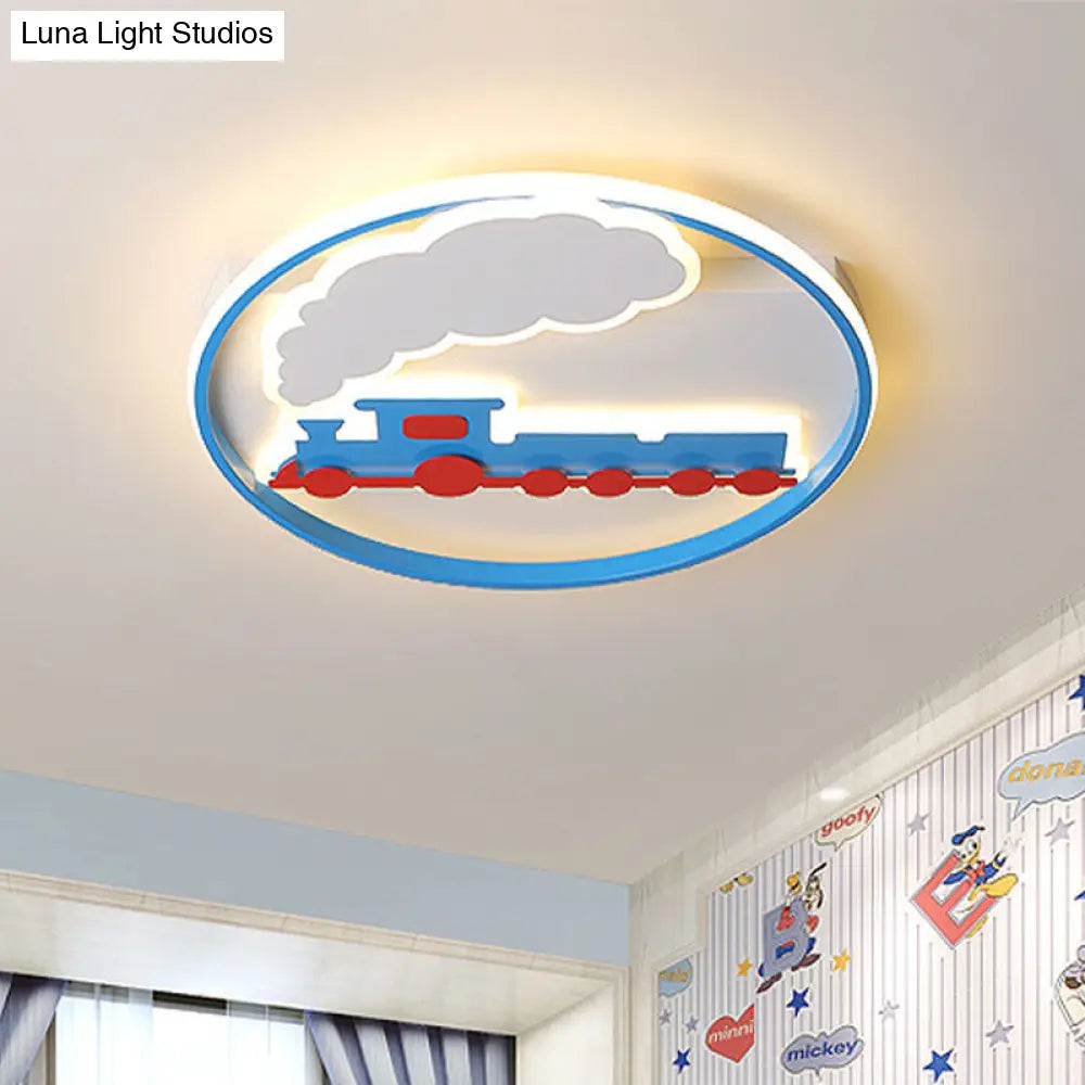 Blue Kids Flush Mount Ceiling Light | Led Acrylic Lighting For Boys Bedroom 16’/19.5’ Width