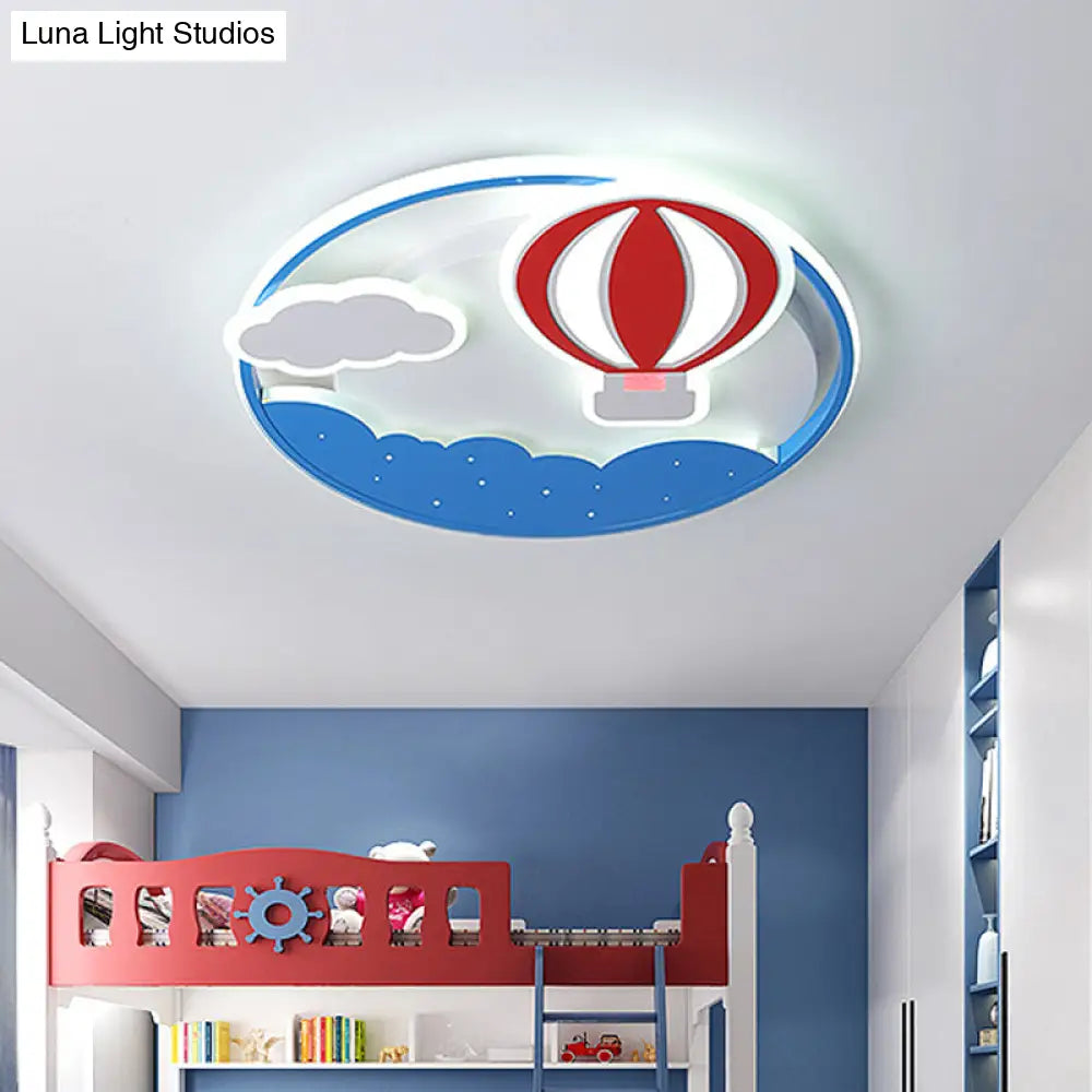 Blue Led Cloud Design Flush Pendant Light: Modern Acrylic Ceiling Fixture For Bedroom