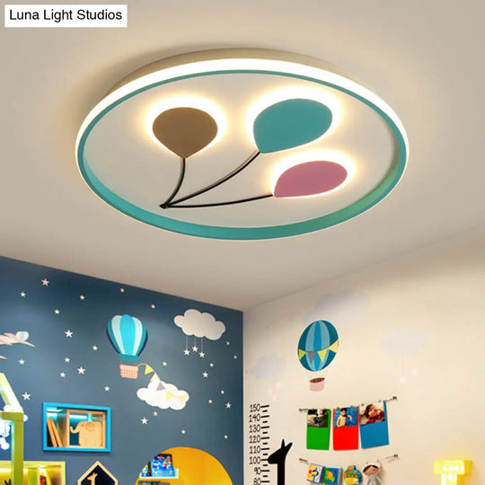 Blue Led Flush Ceiling Lamp Fixture With Cartoon Design - 3-Balloon Acrylic Mount Light In